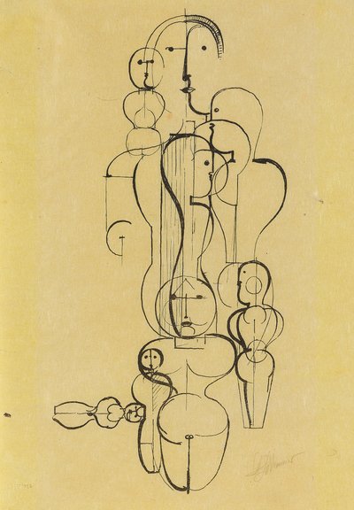 Concentrische groep: Figurenplan K1, 1922 door Oskar Schlemmer