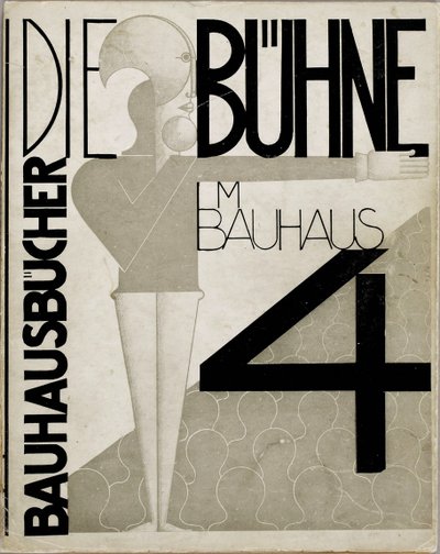 Omslagontwerp Het podium bij het Bauhaus Die Bühne im Bauhaus, 1925 door Oskar Schlemmer