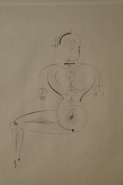 Figuur van de zijkant: Figuur H2 zittend door Oskar Schlemmer