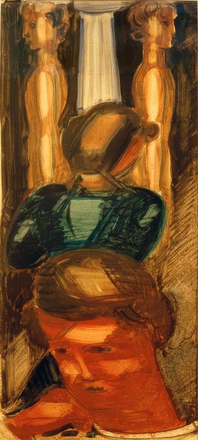 Groep voor Dorische zuil door Oskar Schlemmer