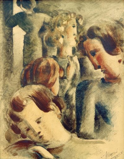 Heldere groep met blauwe blonde door Oskar Schlemmer