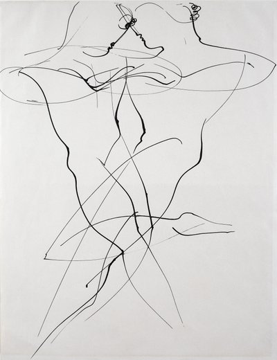 Twee figuren in tegengestelde beweging, dans door Oskar Schlemmer
