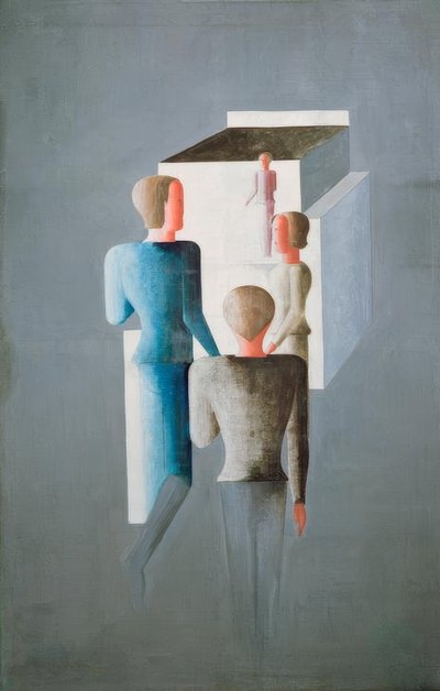 Vier Figuren en Kubus door Oskar Schlemmer