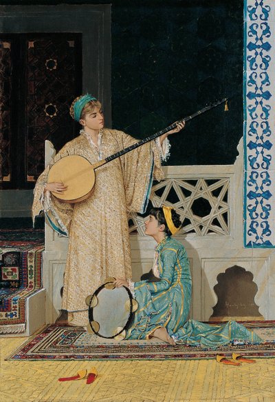 Twee Muzikantenmeisjes, Tweede Helft van de 19e Eeuw door Osman Hamdi Bey