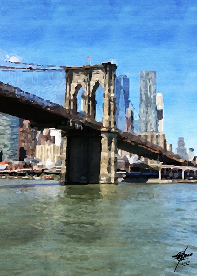 Weerspiegelingen van de Brooklyn Bridge door Osvaldo Russo