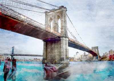 De iconische wateren bij de Brooklyn Bridge door Osvaldo Russo