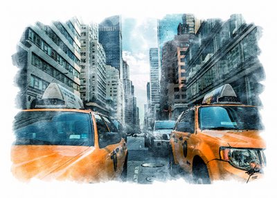 Taxi’s in New York City door Osvaldo Russo