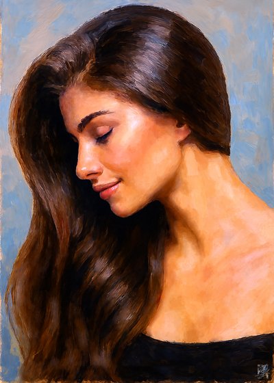 Profiel van een serene vrouw door Osvaldo Russo