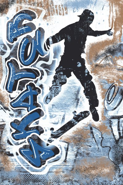Skater-graffitisprong door Osvaldo Russo