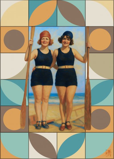 Vintage strandpeddelaars door Osvaldo Russo