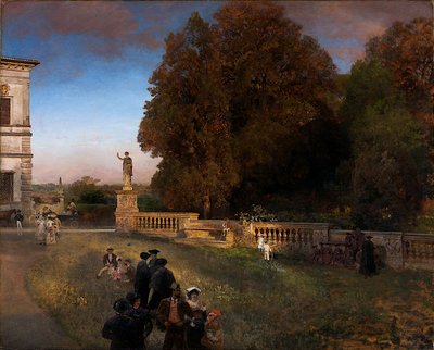 In het park van de Villa Borghese door Oswald Achenbach