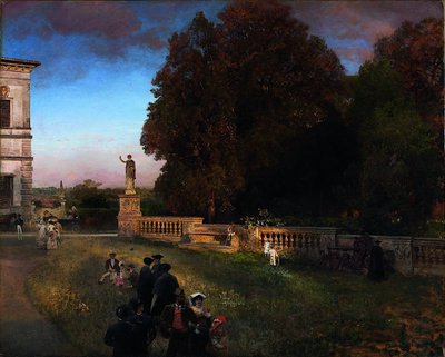 In het park van de Villa Borghese door Oswald Achenbach