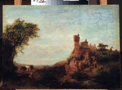Landschap met een kasteel door Oswald Achenbach