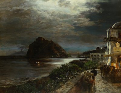 Het Aragonese Kasteel Ischia door Oswald Achenbach