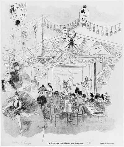 Cafe des Decadents, 16bis rue Fontaine, Parijs, 1890 door Oswald Heidbrinck