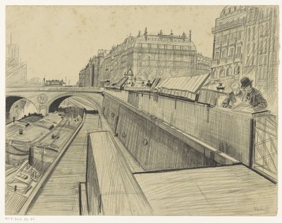 Gezicht op de Quai des Grands-Augustins te Parijs door Oswald Heidbrinck