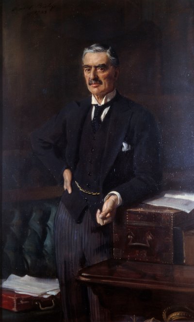 Portret van Neville Chamberlain (1869-1940) door Oswald Hornby Joseph Birley