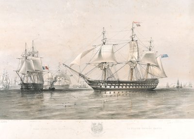 De Engelse en Franse vloten in de Oostzee door Oswald Walters (after) Brierly