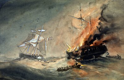 De Minnie Shiffer redt 600 passagiers van de Connaught in de Atlantische Oceaan op 8 oktober door Oswald Walters Brierly