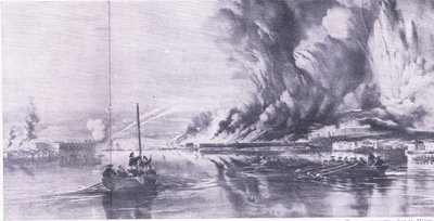 De val van Sevastopol en de terugtocht van de Russen, 8 september 1855, illustratie uit Britse gevechten op land en zee, 1915 door Oswald Walters Brierly