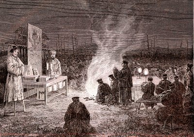 Begrafenisceremonie in Sou-Tcheou, China. 1874 door Oswaldo Tofani