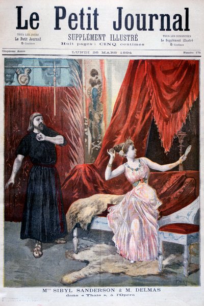 Sibyl Sanderson en Delmas in Jules Massenets opera Thais, Parijs, 1894 door Oswaldo Tofani