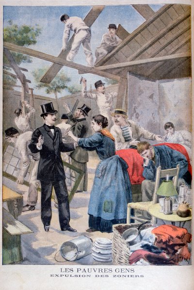 De verdrijving van de armen uit de sloppenwijken, 1895 door Oswaldo Tofani