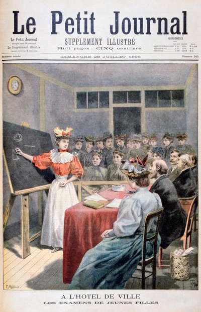 Jonge meisjes doen examens in een stadhuis, Frankrijk, 1895 door Oswaldo Tofani