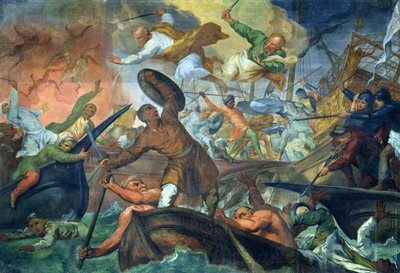 De Wonderbaarlijke Interventie van SS Petrus en Paulus in de Slag bij Lepanto, 7 oktober 1571 door Ottaviano Dandini