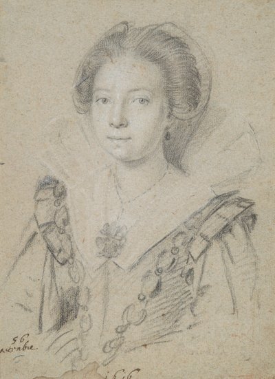 Portret van een Jonge Dame van het Huis van Anjou door Ottavio Leoni