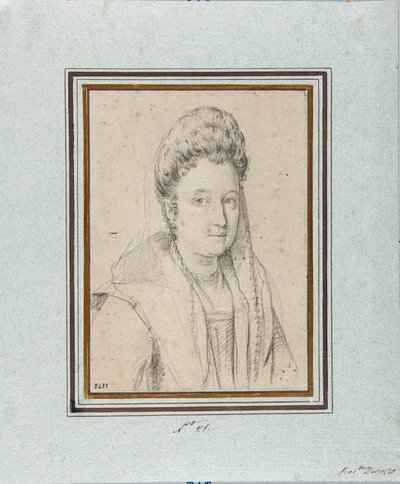 Portret van Costanza Sforza di Santa Flora (1550-1617), hertogin van Sora en vrouw van Giacomo Boncompagni. Tekening door Ottavio Leoni (1578-1630) door Ottavio Mario Leoni