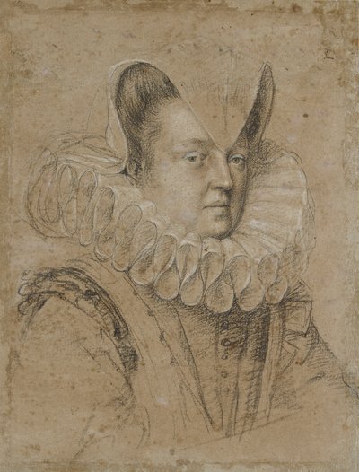 Portret van Margherita, hertogin van Ferrara, begin 17e eeuw door Ottavio Mario Leoni
