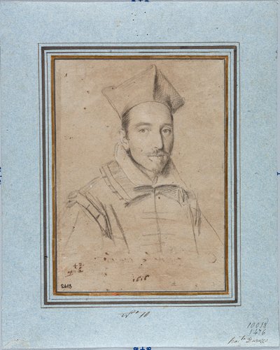 Portret van prelaat waarschijnlijk kardinaal Francesco Maria Bourbon Del Monte Santa Maria (1549-1627) Tekening door Ottavio Leoni (1578-1630) 1616 Genua, Musei di Strada Nuova, Fondo Disegni, inv 2418 door Ottavio Mario Leoni