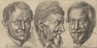 Drie portretten mogelijk voorstellend Camillo Graffico, Ercole Pedemonte en Antoni..., ca. 1620-30 door Ottavio Mario Leoni