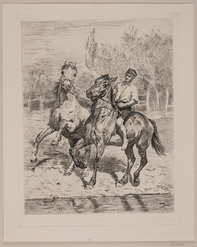 De paarden worden gedrenkt door Otto Bache