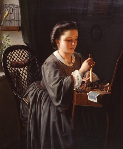 Vrouw in interieur door Otto Bache