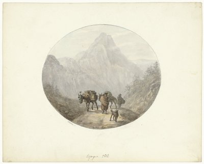 Berglandschap te Spanje, met pakezels door Otto Baron Howen