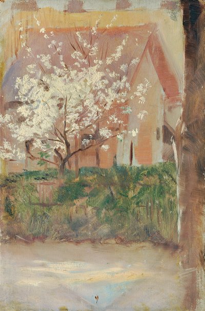 Witbloeiende boom in de voortuin door Otto Friedrich