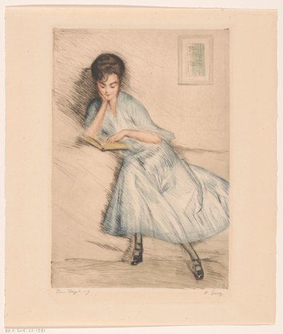 Lezende vrouw door Otto Goetze (signed by artist)
