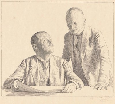 Dubbelportret van de verzamelaars Guido von Usedom en Gustav von Houwald door Otto Greiner (signed by artist)