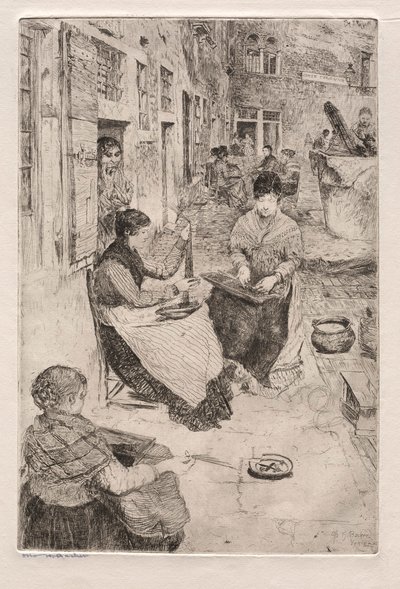 Etsen van Venetië: Kralenrijgers, 1882 door Otto H. Bacher