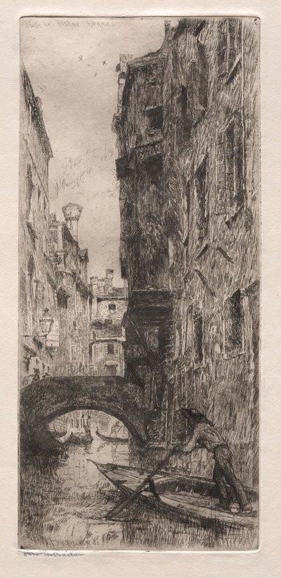 Etsen van Venetië: Ponte del Pistor, Venetië, 1880 door Otto H. Bacher