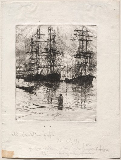 Drie schepen, Venetië, 1880 door Otto H. Bacher