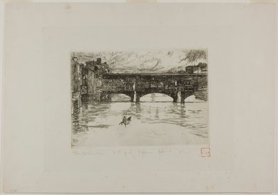 Ponte Vecchio, vernietigde plaat door Otto Henry Bacher