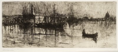 Regenachtige Nacht, ca. 1880-82 door Otto Henry Bacher