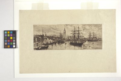 Venetië, schepen en Palazzo Ducale door Otto Henry Bacher