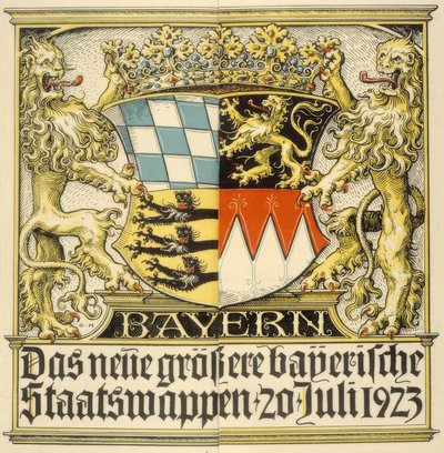 Het nieuwe grotere Beierse staatswapen, 20 juli 1923 door Otto Hupp