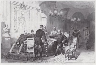 Pruisische legercommandanten houden een krijgsraad in Versailles, Frans-Pruisische Oorlog, 6 december 1870 door Otto Johann Heinrich Heyden