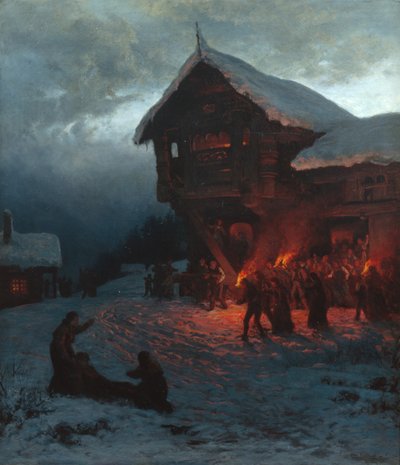 Gevecht op een kerstfeest, München door Otto Ludvig Sinding