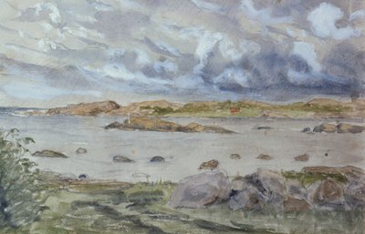 Zee en landschapsschets door Otto Ludvig Sinding